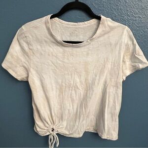 Aerie Cream Tie-Front Short Sleeve Tee